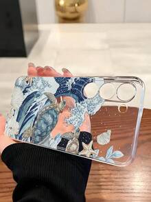 1个海浪、海龟和贝壳图案的软壳手机壳，兼容华为荣耀、Galaxy A04e/12/A13/A14/A34/A50/A52/A53/A54/S21/S22/S23/S24/S25/S25 Ultra/S25 FE/S26/S26 Plus/S26 Ultra/S26 Edge、6A/7A/8A、12T/13T/15T/15T Pro，国际版，非国内版。 - 無色 - 查看 3