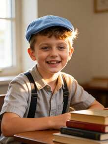 1 chiếc mũ beret thời trang kiểu Anh dành cho trẻ em, mũ lưỡi trai bằng vải lanh, kiểu dáng cổ điển retro dành cho bé trai và bé gái từ 8-16 tuổi. - Nhiều màu - Xem 2