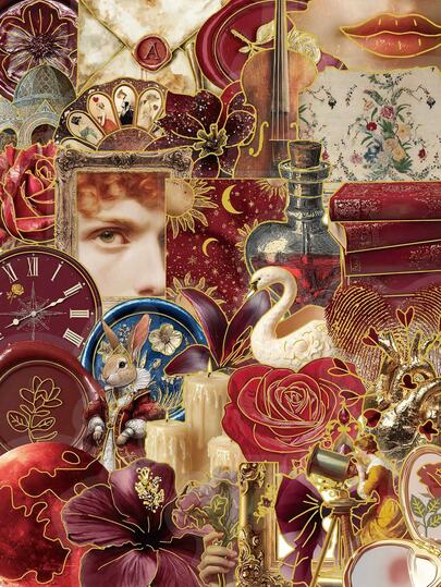 SCXXBSW 50pcs Retro European Court Style Red Gold Version Stickers Holiday Gifts Party & Home Decor Class Reward Birthday Gift Decoration Scrapbook Laptop Luggage Guitar Water Cup Phone Case DIY Decal