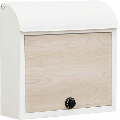 ottostyle.jp ダイヤル錠 郵便ポスト 38cm×14cm×37cm スチール製 壁掛けポスト メールボックス【ノーマルタイプ】【ホワイト×木目調】