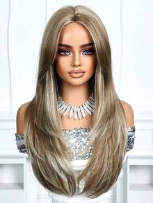 Tóc giả dài 26 inch, nhiều màu, nhiều lớp, uốn tự nhiên, thẳng, dành cho nữ, tóc giả tổng hợp chịu nhiệt, thích hợp cho lễ hội, du lịch, tiệc hóa trang, tiệc tùng, mặc hàng ngày, lễ hội âm nhạc, mùa cưới, quà tặng ngày lễ cho bé gái. - Nhiều màu - Xem 4