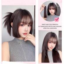 2片装合成公主刘海假发，自然发际线，新款中国风古风侧分刘海假发片，日式中分姬发式发际线遮盖假刘海，女士适用 - 彩色 - 查看 4
