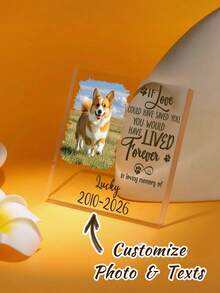 1pc Forever Love Customized Cat And Dog 3 Photos Acrylic Plaque, Personalized Cat Lost Gift, Pet Funeral Gift, Pet Photo Souvenirvv - Multicolor - View 1