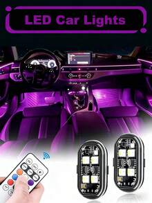 4颗LED灯珠，2/4/6颗无线LED闪光灯，带遥控器，8种颜色，C型可充电LED灯，防撞警示灯，适用于汽车、摩托车、自行车、无人机等。 - A - 查看 3