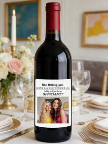 2/6/12pcs Custom Ngagement Wine Label, Photo Champagne Label, Picture Wine Label, Wine Bottle Label, Wine Sticker, Engagement Gifts, Printable Wine Label ﻿ - Multicolor - View 3
