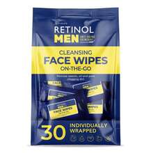 LIVAURA Retinol Men\U2019s Individually Wrapped Wipes, Large Face And Body Wet Wipes With Micellar Water And Vitamins A-C-E, 30 Travel Essentials - ColorA - 查看 1