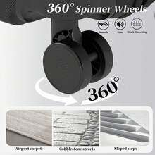 YSTYLE Travel Luggage Set, Lightweight Trolley With ABS Hard Shell, 4 Wheels And TSA Combination Lock, 4-Piece Suitcase - Black - View 4