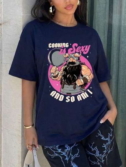 Dungeon Cuisine Warrior Cooking Women's T-Shirt, Regular Fit Manga Aesthetic Graphic Tee, Comfortable Anime Lover Short Sleeve Top, Unique Round Neck Interesting Culinary Fantasy Apparel