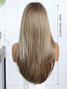 26英寸摩卡棕色多层自然卷曲直长假发，女士假发，耐热合成假发，适合节日、旅行、化装舞会、派对、日常佩戴、音乐节、婚礼季、女孩节日礼物 - 摩卡棕 - 查看 6