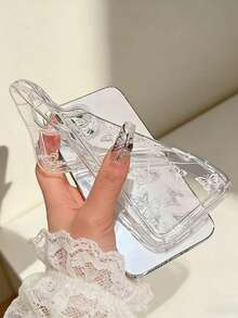 1pc White Butterfly Pattern Shock-Proof Phone Case Compatible With IPhone 17/16 Pro Max/14/16 Plus/15/13 Pro/12/11/XR/Air, Daily Use Case, Fashionable Phone Accessory, Creative Design, UV Printing, Stylish Protective Cover, Perfect Birthday Gift - Multicolor - View 5