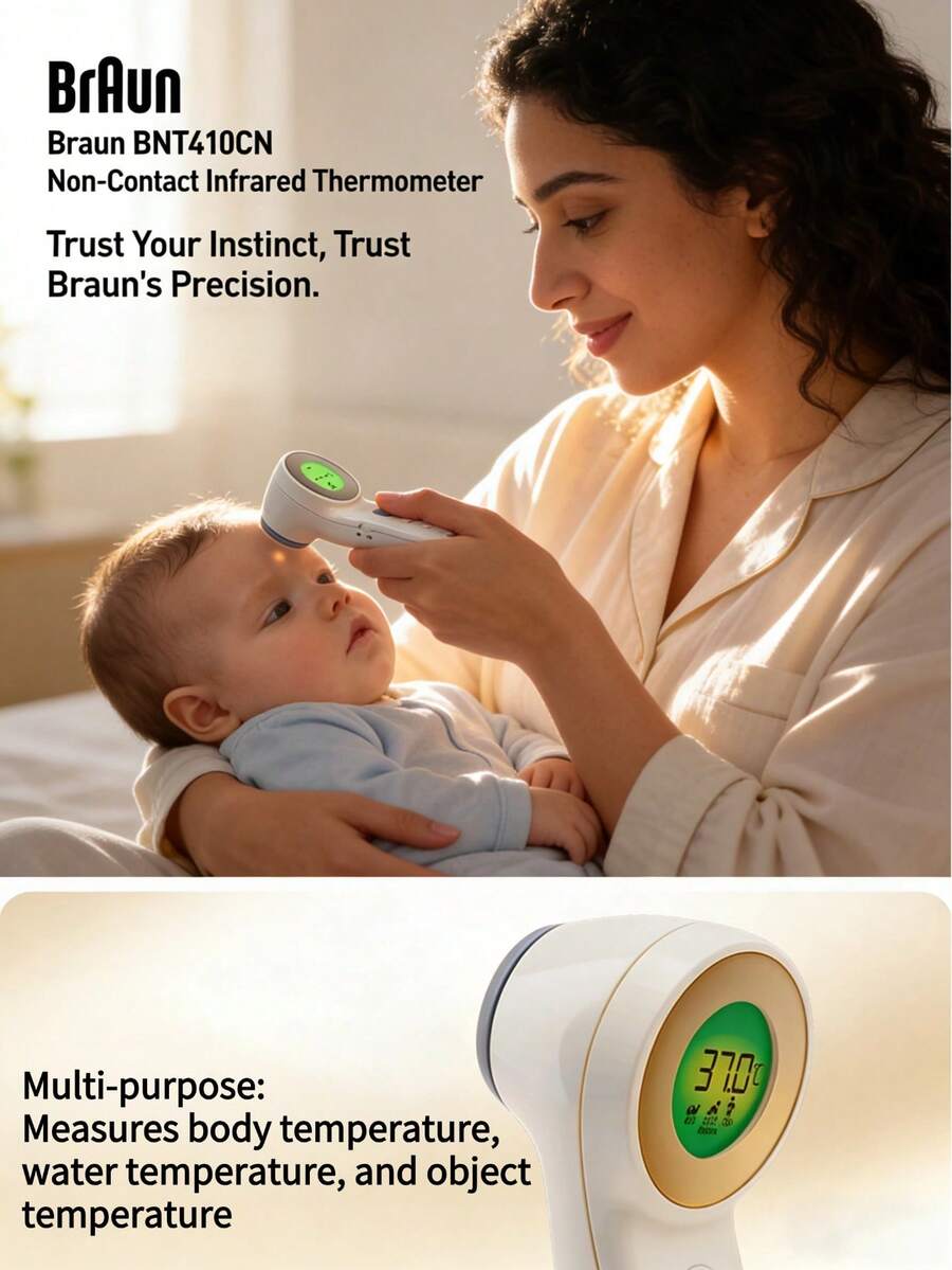 Braun BNT410CN Non-Contact Infrared Thermometer Multi-Purpose AgeSmart Function Silent Mode - Multicolor - View 1