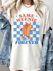 Women's Funny Bachelorette Party Shirt - Also A Timeless Hot Dog Pattern T-Shirt - Vintage 90s Y2K Retro T-Shirt - Soft Crew Neck Top, Perfect For Bachelorette Party Outfits, Halloween Costumes - Machine Washable Casual Summer And Fall Apparel - Funny Gift For Women, Bachelorette Party Decoration, Humorous Design, Comfortable Fit, Novelty Clothing, Humorous Apparel, Breathable Material, Short Sleeve T-Shirt, Women - Vacation Outfits Women - 白色 - 查看 5