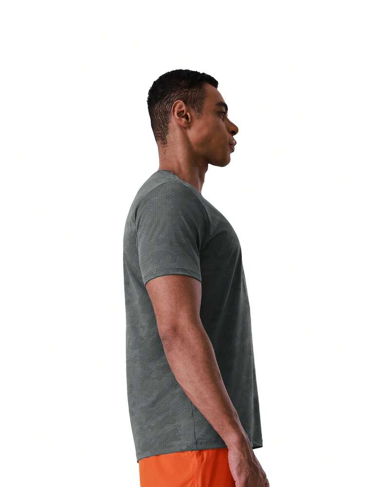 Camiseta masculina de manga curta com estampa SHANYING, respirável, casual, para exercícios, corrida e outras atividades físicas. Nova blusa esportiva. - Cinza - Ver 5
