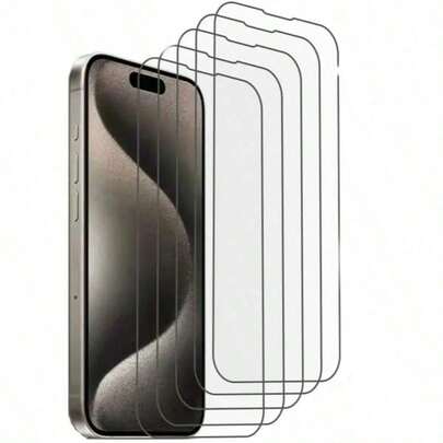 5Pcs Tempered Glass Screen Protector Compatible With Apple 17 16 15 14 13 12 11 15 Pro Max 12 Mini Phone XS XR X 8 7 6S Plus SE Clear Film Cover