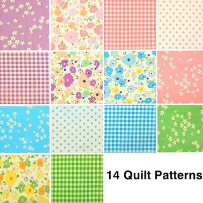 42pcs Square Sawtooth Edge DIY Pink Floral Printed Fabric Squares, 5 X 5 Inches, Suitable For Patchwork, Sewing, Home Decor, Patchwork Clothing, Bags, Party Decorations And Crafts