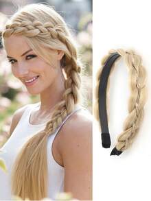 Synthetic Wig, Fishbone Braid Headband, Women's High Crown Updo, Handmade Braided Hair, Integrated Headband Wig - Multicolor - View 11