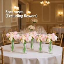 5/10/12pcs Plastic Striped Vase Set, Transparent Floral Arrangement Handmade, Suitable For Various Bouquets And DIY Decoration, Display For Holidays, Home Decor, Desktop, Wedding, Party - A - View 3