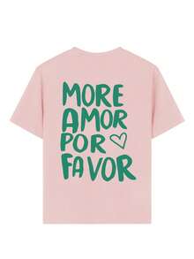 少女休闲趣味印花圆领短袖T恤，夏季上衣 - 粉色 - 查看 5