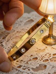 Vòng tay hoa may mắn bằng thép không gỉ mạ vàng 18K, món quà ý nghĩa dành tặng cô ấy vào ngày lễ tình nhân - Phong cách 23 - Xem 10