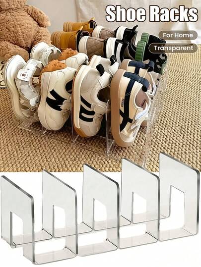 Transparent Plastic Shoe Rack - Space Saving, No Assembly Required, Multi-Tier Floor Shoe Cabinet, Clear Storage Shelf, Suitable For Entryway, Closet, Home Organization, Layered Storage System, Easy To View, Practical Storage Rack