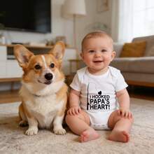 Newborn Baby Bodysuit Gift Set I Hooked Papa's Heart Baby Special Occasion Lively Style Baby Boy Clothes>Newborn Soft Cotton Romper Outfit For Boys & Girls 0-24M - 白色 - 查看 9