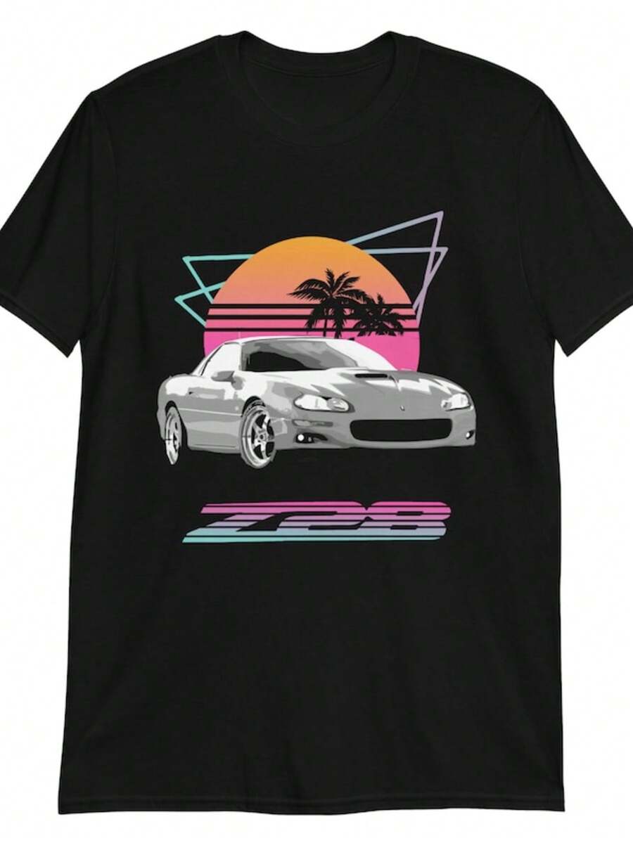 Camaro Z28 4th Gen Retro Short-Sleeve T-Shirt - 黑色 - 查看 1