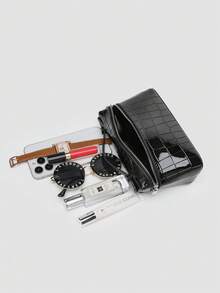 1个纯色石纹PU方形斜挎包，适合女士日常时尚搭配、外出、购物、派对等场合，优雅女士手提包，女士通勤包，情人节理想之选，舒适时尚，个性手提包，2025年配饰，时尚风格适合各种场合，价格亲民，尽显奢华质感，叛逆派对包，非常适合派对、婚礼、舞会、晚宴/宴会等场合，优雅女士包 - 黑色 - 查看 7