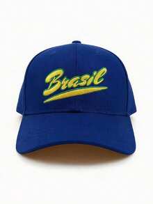 Embroidered Cap Brazil Urban Look Unisex Adjustable For Daily Use Gym Soccer World Cup Carnival Beach - 寶藍色 - 查看 3