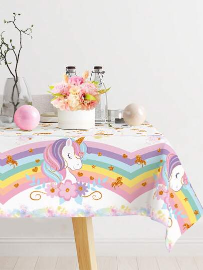 1/3pcs Rainbow Unicorn Tablecloth, Girl Birthday Disposable Table Cloth, Baby Shower Decoration Table Cover, Gender Reveal Decoration Table Runner, Unicorn Birthday Party Decoration Tablecloth, Unicorn Themed Party Table Decorations, 1st Birthday Party Supplies, Newborn Baby Girl Party Decorations, Unicorn Decorations, Kitchen Decor, Room Decor, Home Decor, Birthday Gifts, Party Favors