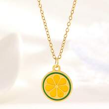 1pc Stainless Steel Necklace, Casual Elegant Luxury Strawberry & Cherry Fruit Design, Suitable For Women's Daily, Party, And Gift Giving - Multicolor - View 13