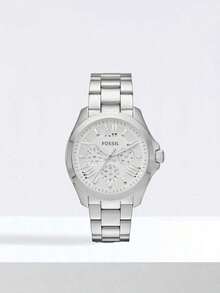 Fossil 女士石英计时腕表，奢华不锈钢表带，带日期显示，防水时尚正装腕表，适合日常/派对佩戴，玫瑰金/金色/银色女士腕表礼品 AM4511/AM4510/AM4509 - 銀色 - 查看 1