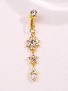 1 chiếc khuyên rốn hoa văn thanh lịch, gợi cảm, làm bằng thép không gỉ, đính đá tròn màu vàng, thích hợp cho các lễ hội, tiệc tùng, phụ kiện dành cho phụ nữ. - Nhiều màu - Xem 4