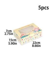 5pcs/10pcs Easter High-Quality Cake Boxes Set With Handle & Window, Rabbit & Egg Print Thick Cardboard Bakery, Cake, Chocolate, Cookie, Party, Birthday, Easter Festival Packaging Boxes, Cupcake Boxes - View 14
