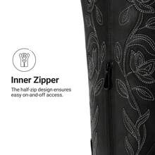 Botas Vaqueras para mujer, Cowboy Boots para Dama con Punta Puntiaguda - Negro - Ver 10