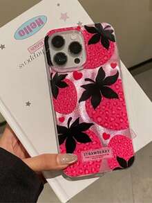 1个新款闪亮小爱心草莓手机壳，时尚百搭，适用于 11/12/12 Pro、13/14/15、13 Pro/14 Pro/15 Pro、12 Pro Max/13 Pro Max/14 Pro Max/15 Pro Max、16、16 Pro、16 Pro Max、17、17 Pro、17 Pro Max，防震，男女通用，情侣款，生日、情人节礼物，精美礼品 - 彩色 - 查看 3