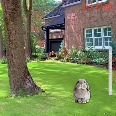 2D 平面可爱白色和灰色垂耳兔花园插牌 - 耐候亚克力塑料兔子草坪装饰，春季复活节彩蛋寻宝装饰，易于安装的兔子标志，适用于前门和户外装饰（理想礼物），2D 平面