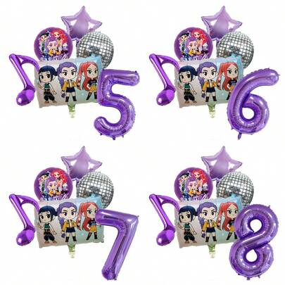 Decoraciones para fiesta de cumpleaños infantil de K-Pop, música disco y chica cool, incluye globos con números, suministros para baby shower, regalos y juguetes