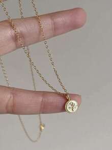 BALMORA 1条S925纯银经典优雅光滑玫瑰小金币项链，适合女士生日、婚礼、日常佩戴，亦可作为珠宝礼物。 - 金色 - 查看 5