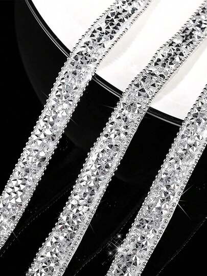 1/2/3/5码自粘水钻丝带，闪亮亮片装饰丝带，水晶边，适用于婚礼、生日、周年纪念装饰、DIY手工制作