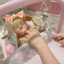 Lifelike 17 Inches/43 Cm Sleeping Reborn Baby Doll, Full Vinyl Body, Soft Touch 3D Painting With Visible Veins Vinyl Limbs Realistic Hand Painted Hair - Collectible Art Doll Christmas Gift/Birthday Gift/Thanksgiving Gift - 卡其色 - 查看 4