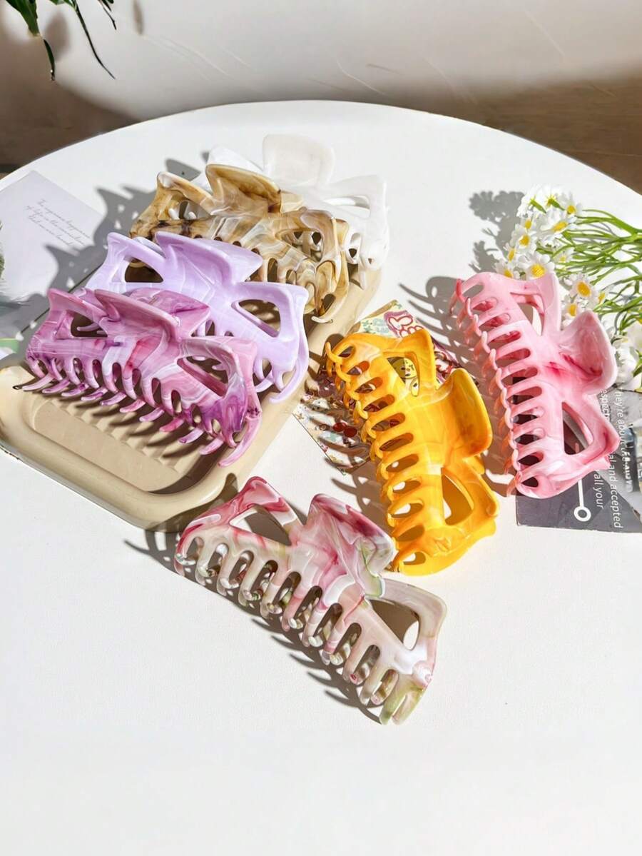 1 cái/7 cái/11 cái Kẹp tóc hình quái vật lớn bằng nhựa ABS họa tiết hình học, phụ kiện tóc cao cấp cho tóc dày, thích hợp cho kỳ nghỉ hè ở bãi biển. - Nhiều màu - Xem 1