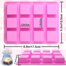 12-Cavity Square Silicone Mold, Suitable For Making Wax Melts, Candles, Chocolate Truffles, Candies, Jelly, Ice Cubes - View 2