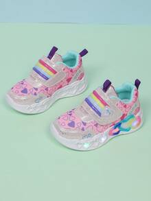 1 Pair Fashionable LED Illuminated Comfortable Mesh Breathable Sneakers, Suitable For Boys And Girls - Casual, Shock-Absorbing, All-Season Anti-Slip Outdoor Running And Walking Shoes - Pink - View 2