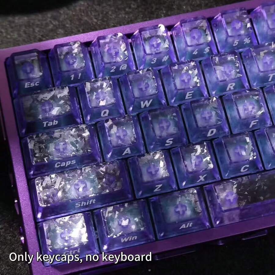 Teclas con textura de fibra de carbono y retroiluminación, juego completo de 119 teclas, perfil OEM, PBT con eje magnético translúcido - Púrpura malva - Ver 1
