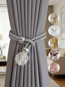 2pcs/4pcs Luxury Crystal Pendant Polyester Curtain Tie Backs, Suitable For Curtain Fixing And Decoration, Multiple Colors Available - Multicolor - View 2