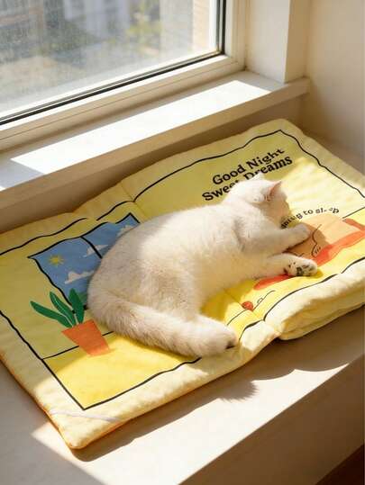 1个可爱宠物床，保暖猫床，柔软小型犬床，带有有趣的卡通图案，可水洗，适合小型犬和猫。