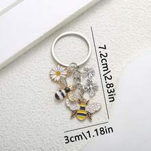 1个合金仿古银色蜜蜂花朵蝴蝶钥匙扣，可爱创意，适合送礼。 - 均碼 - 查看 2