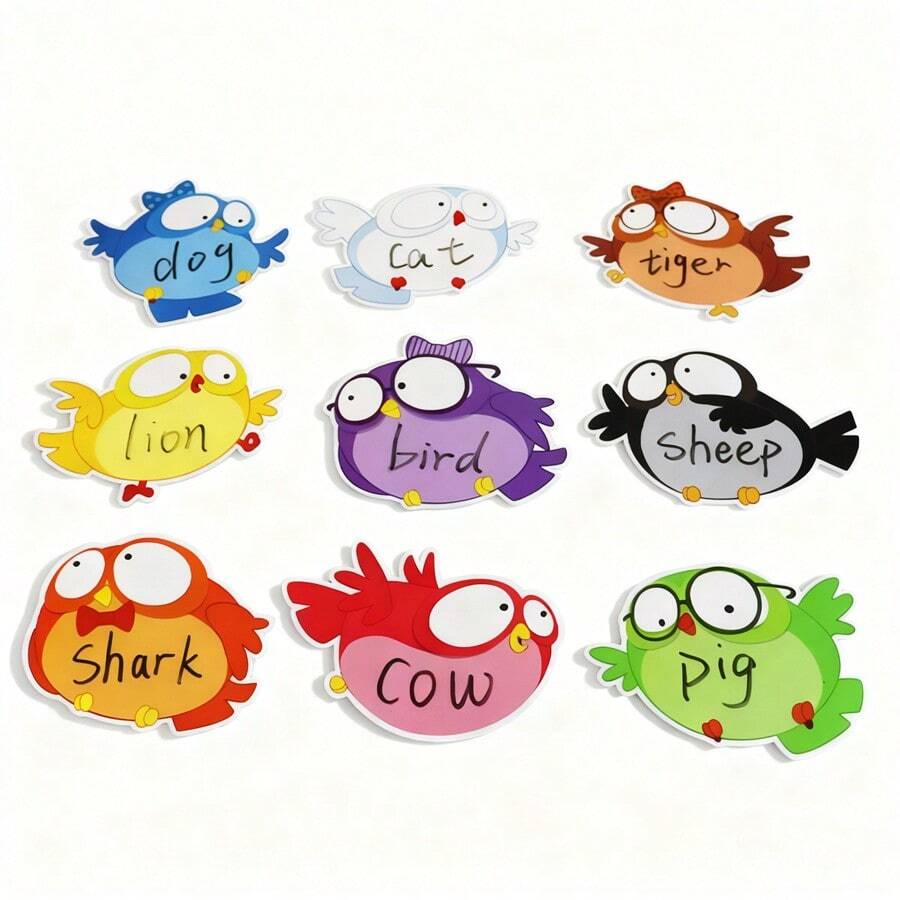 hoojojo 10 Pcs Double-Sided Dry Erase Flashcards For Kids, Bird-Shaped Writable Learning Cards Handwriting Practice Tools, Classroom Interactive Teaching Aids Educational Stationery Back To School - Multicolor - View 1