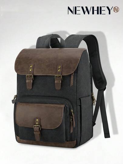 NEWHEY 专业相机包，适用于单反/微单相机，防水，可装15.6英寸笔记本电脑，带侧开口防雨罩和三脚架固定带，大容量防盗相机背包，专为摄影师设计