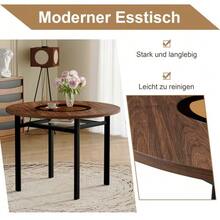 Modern Minimalist Round Table Set (With 4 Black Polyurethane Chairs With Curved Backs), 100cm Diameter Round Table With Wood Look, Suitable For The Dining Room And Kitchen. - Black - View 8
